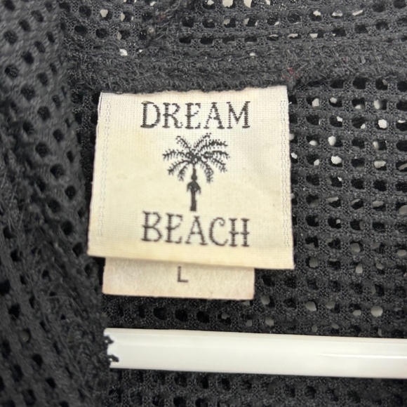 Dream Beach Womens Large Zip Front Swim Suit Beach Cover Up Black Mesh Hooded LS - Picture 4 of 8